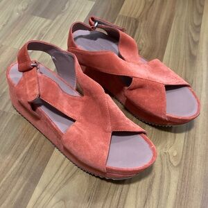 Elegant Coral Suede Sandals